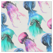 クラゲ水カラフル色イラストレーション ファブリック (クローズアップ)