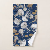 クラゲ水中パターン バスタオルセット (ハンドタオル)