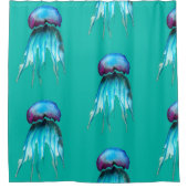クラゲ水彩カラフルモダン水中競技 シャワーカーテン (正面)