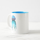 クラゲ水彩カラフルモダン水中競技 ツートーンマグカップ (正面左)