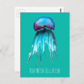 クラゲ水彩カラフルモダン水中競技 ポストカード (正面/裏面)