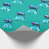 クラゲ水彩カラフルモダン水中競技 ラッピングペーパー (角)