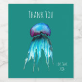 クラゲ水彩カラフルモダン水中競技 ワインラベル (シングルラベル)