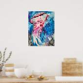 クラゲ水彩カラフル海アート ポスター (キッチン)