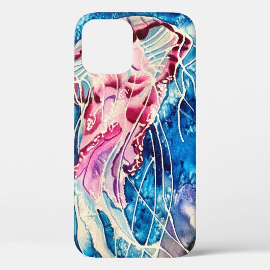 クラゲ水彩カラフル海アート Case-Mate iPhoneケース (裏面)