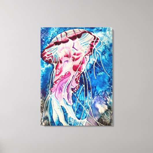 クラゲ水彩海芸術 キャンバスプリント (正面)