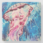 クラゲ水彩海芸術 ストーンコースター (正面)