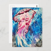クラゲ水彩海芸術 ポストカード (正面/裏面)