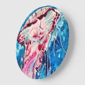 クラゲ水彩海芸術 ラージ壁時計 (傾斜)