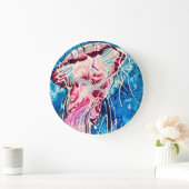 クラゲ水彩海芸術 ラージ壁時計 (ホーム)