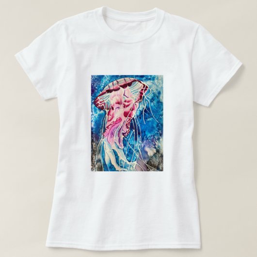 クラゲ水彩海芸術 Tシャツ (デザイン正面)