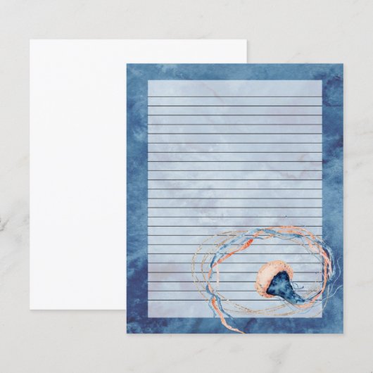 クラゲ水色裏書状筆記用紙 (正面/裏面)