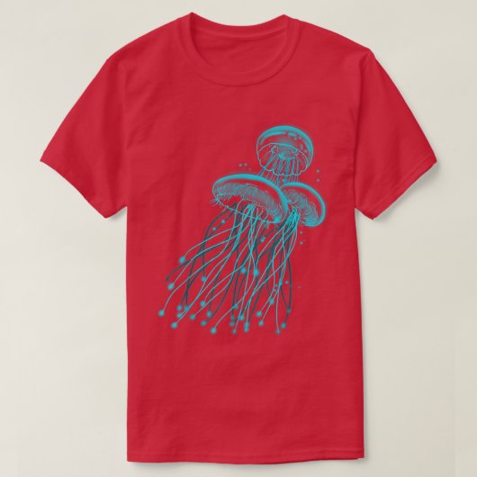 クラゲ海おもしろい図 Tシャツ (デザイン正面)