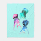 クラゲ海テーマファンキー色 フリースブランケット (正面)