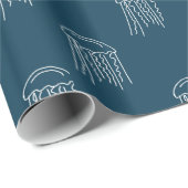 クラゲ海洋生物水中競技 モダン ラッピングペーパー (ロールコーナー)