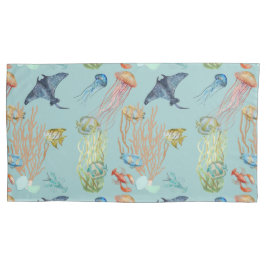 クラゲ珊瑚及び熱帯魚 枕カバー