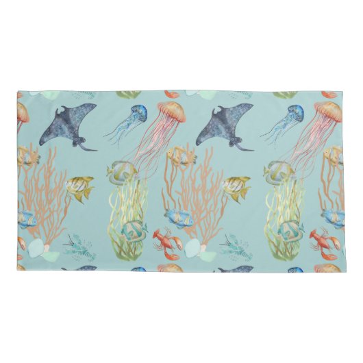 クラゲ珊瑚及び熱帯魚 枕カバー (裏面-左)