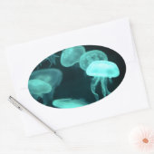 クラゲ白熱［赤熱］光を放つ 楕円形シール (封筒)