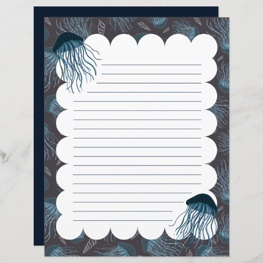 クラゲ裏文房具紙 (正面/裏面)