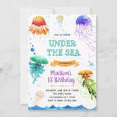 クラゲ誕生日テーマパーティーの招待 招待状 (正面)