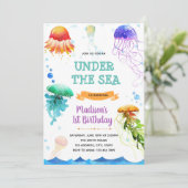 クラゲ誕生日テーマパーティーの招待 招待状 (スタンド正面)