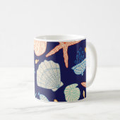 クラゲ貝類の藻類模様 コーヒーマグカップ (正面右)