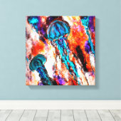 クラゲ飛び込み電気 キャンバスプリント (インサイチュ (ウッドフロア))