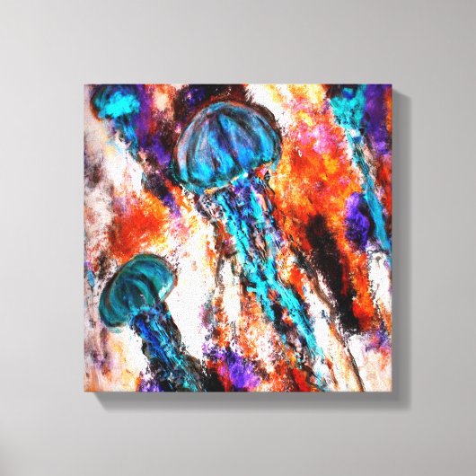 クラゲ飛び込み電気 キャンバスプリント (正面)