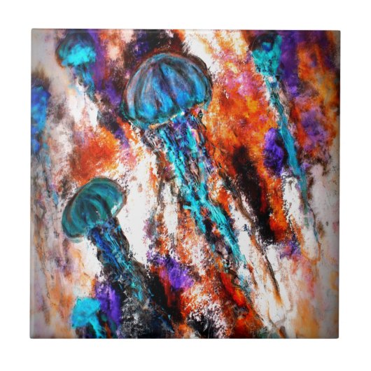 クラゲ飛び込み電気 タイル (正面)