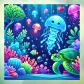 クラゲ鮮やかと亀の海ファンタジー ウィンドウサイン (シート3)