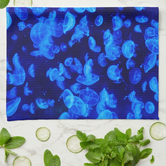 クラゲ、海獣、海生物、あなたの名前 キッチンタオル (折り畳み)