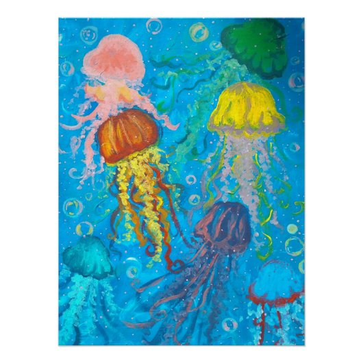クラゲ、海、海 ポスター (正面)