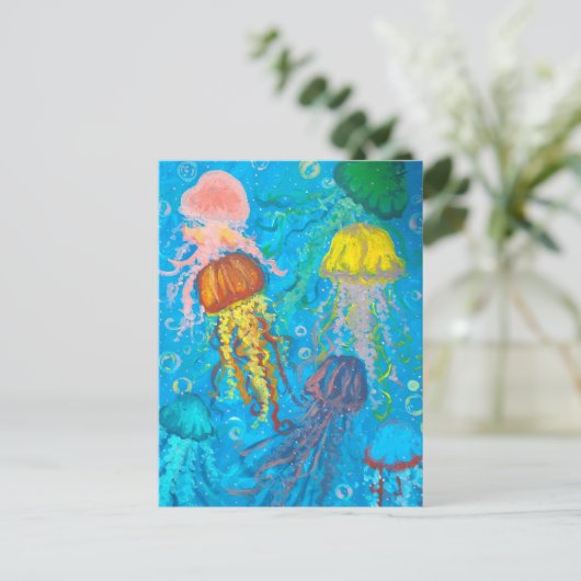 クラゲ、海、海 ポストカード (スタンド正面)