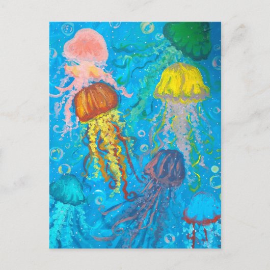 クラゲ、海、海 ポストカード (正面)