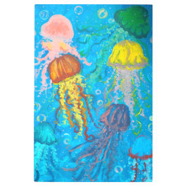 クラゲ、海、海 メタルプリント