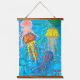 クラゲ、海、海 吊り下げ型タペストリー