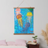 クラゲ、海、海 吊り下げ型タペストリー (寝室)