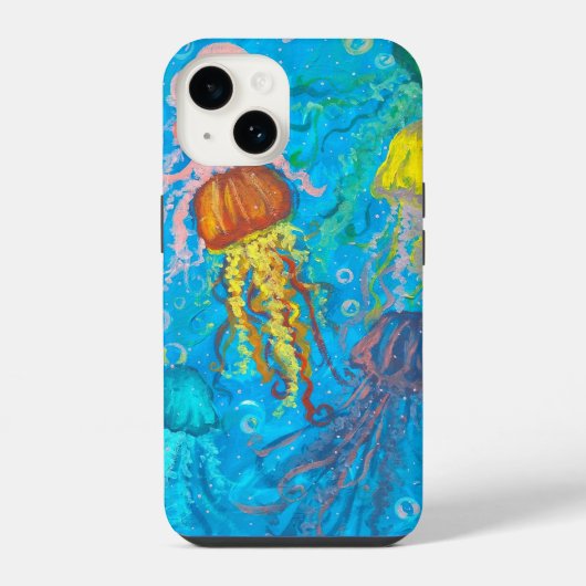 クラゲ、海、海 iPhoneケース (裏面)