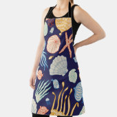 クラゲ、貝殻、魚などの縫い目のないかわいい模様 エプロン (インサイチュ)