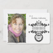 クラシエレガントーな白黒フォト誕生日招待状 招待状 (正面)