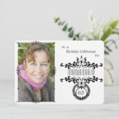 クラシエレガントーな白黒フォト誕生日招待状 招待状 (スタンド正面)