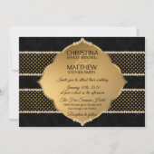クラシエレガントーブラック金ゴールドグリッター結婚ズ 招待状 (正面)