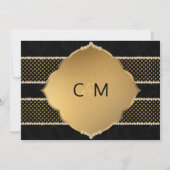 クラシエレガントーブラック金ゴールドグリッター結婚ズ 招待状 (裏面)