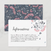 クラシカルでおしゃれなグレーとピンクの水彩画のウェディング詳細 エンクロージャーカード (正面/裏面)