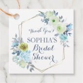 クラシカルでエレガントなブルーの花のプリンセスシャワー フェイバータグ (正面)