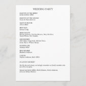 クラシカルでエレガントなルスティック フローラル ボーダー ウェディング プログラム (裏面)