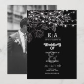クラシカルでユニークなモノクロの結婚式 招待状 (正面/裏面)