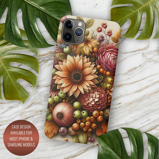 クラシカルで上品なアンティークの秋の花の芸術画 Case-Mate iPhoneケース
