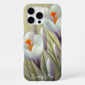 クラシカルで上品なクロッカスの植物画 iPhoneケース (裏面)