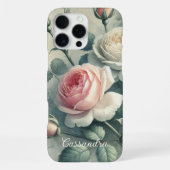 クラシカルで上品なバラの植物画 iPhoneケース (裏面)